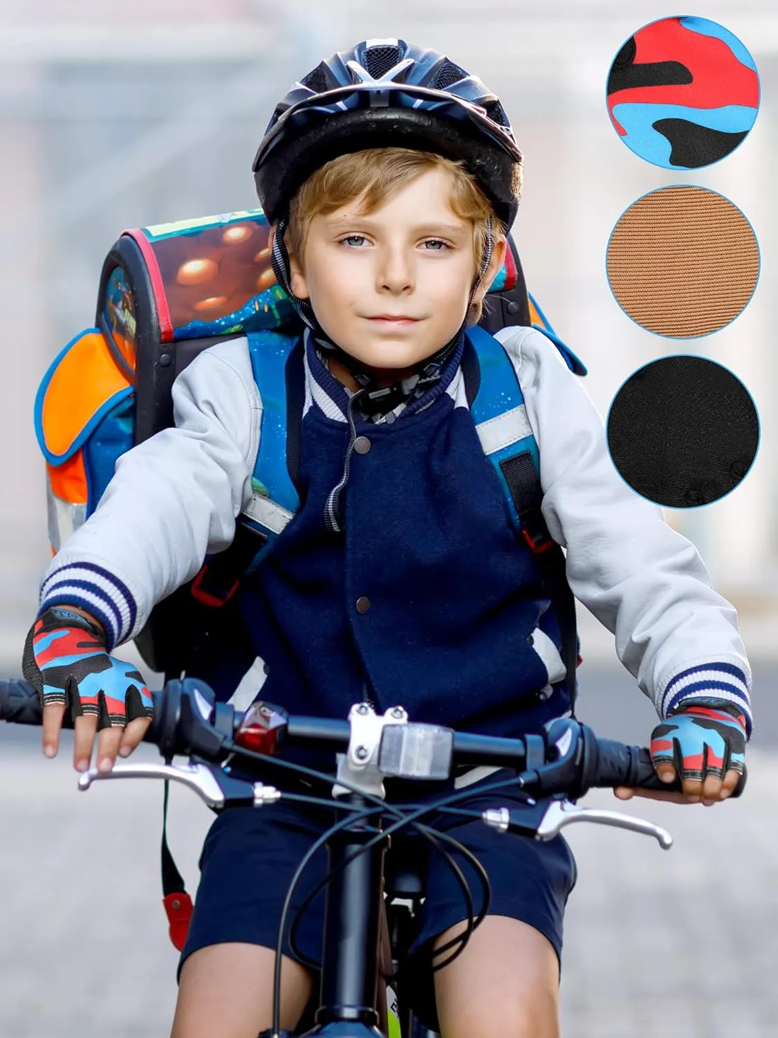 3 Pairs Kids Bike Gloves Kids Half Finger Fingerless Workout Gloves Non-Slip Gel for Bike Motorcycle