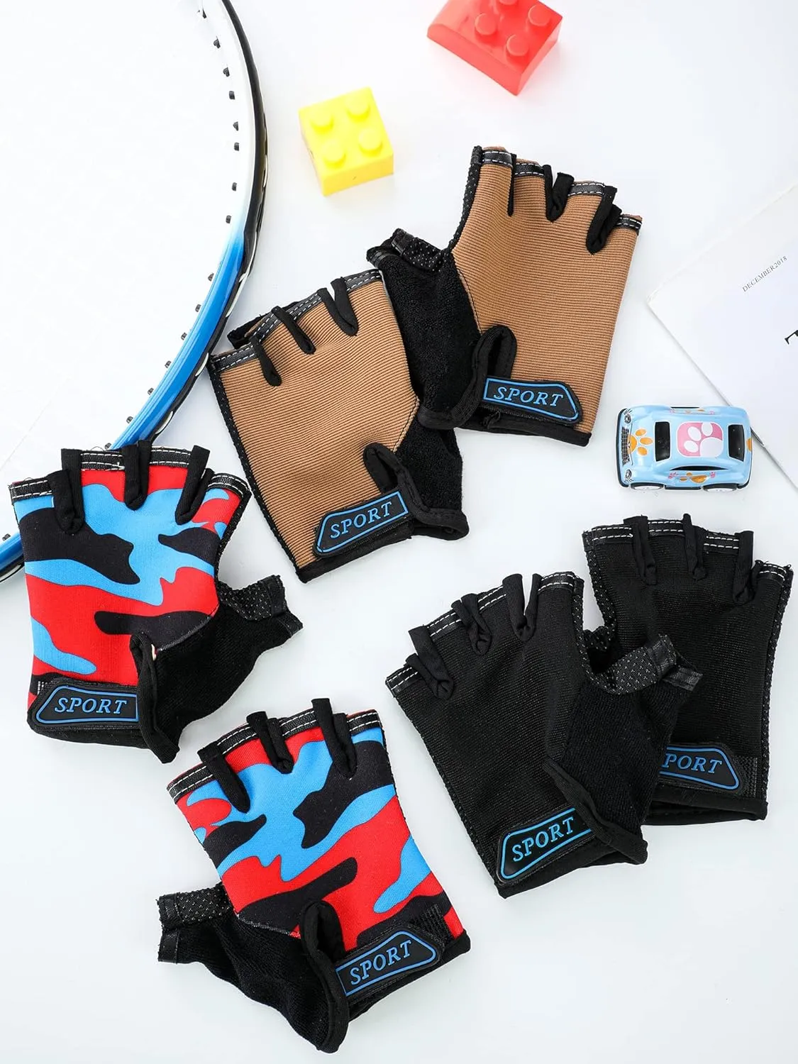 3 Pairs Kids Bike Gloves Kids Half Finger Fingerless Workout Gloves Non-Slip Gel for Bike Motorcycle
