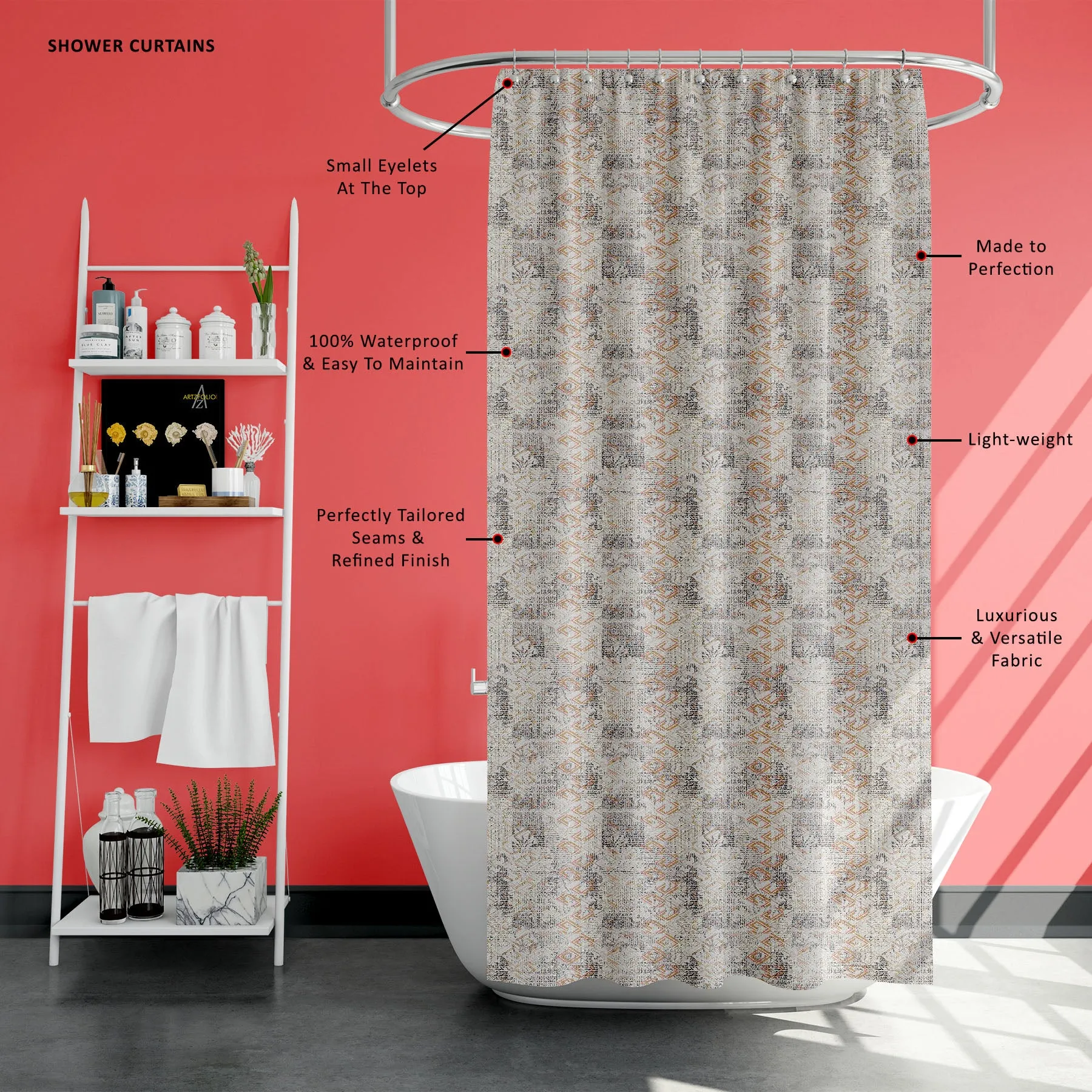 Abstract Grunge Pattern Washable Waterproof Shower Curtain