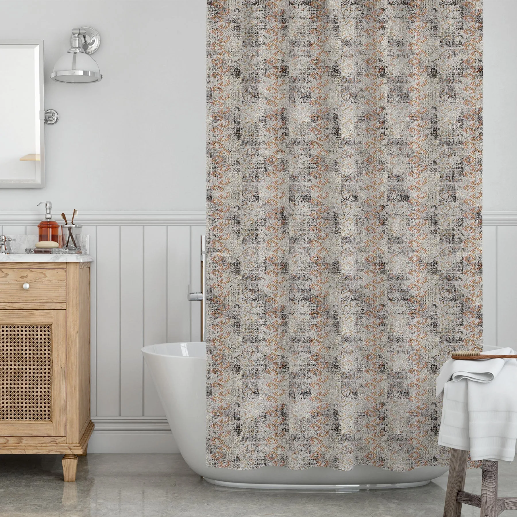 Abstract Grunge Pattern Washable Waterproof Shower Curtain