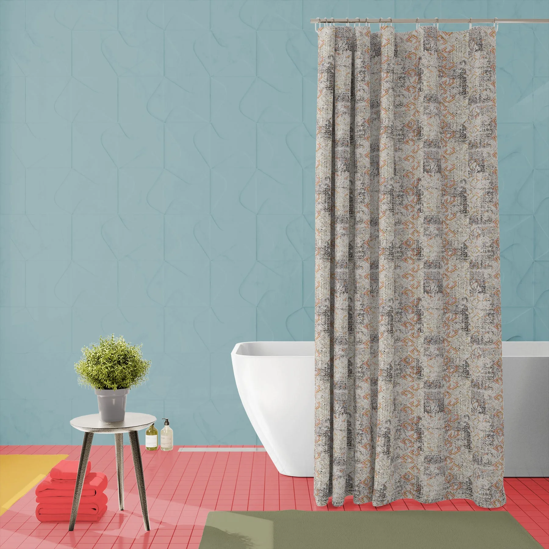 Abstract Grunge Pattern Washable Waterproof Shower Curtain