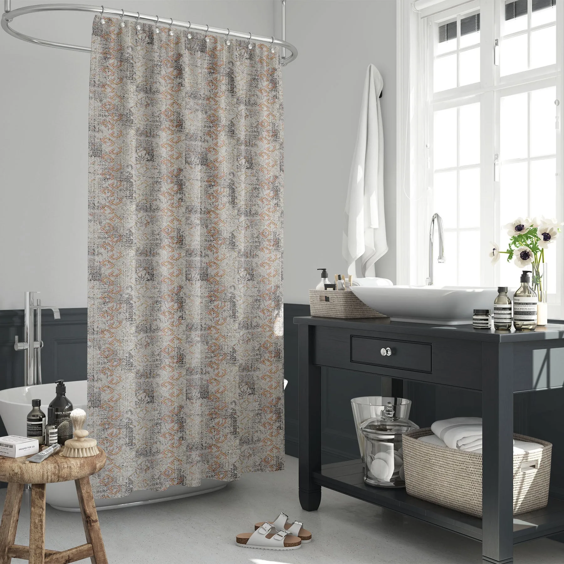 Abstract Grunge Pattern Washable Waterproof Shower Curtain