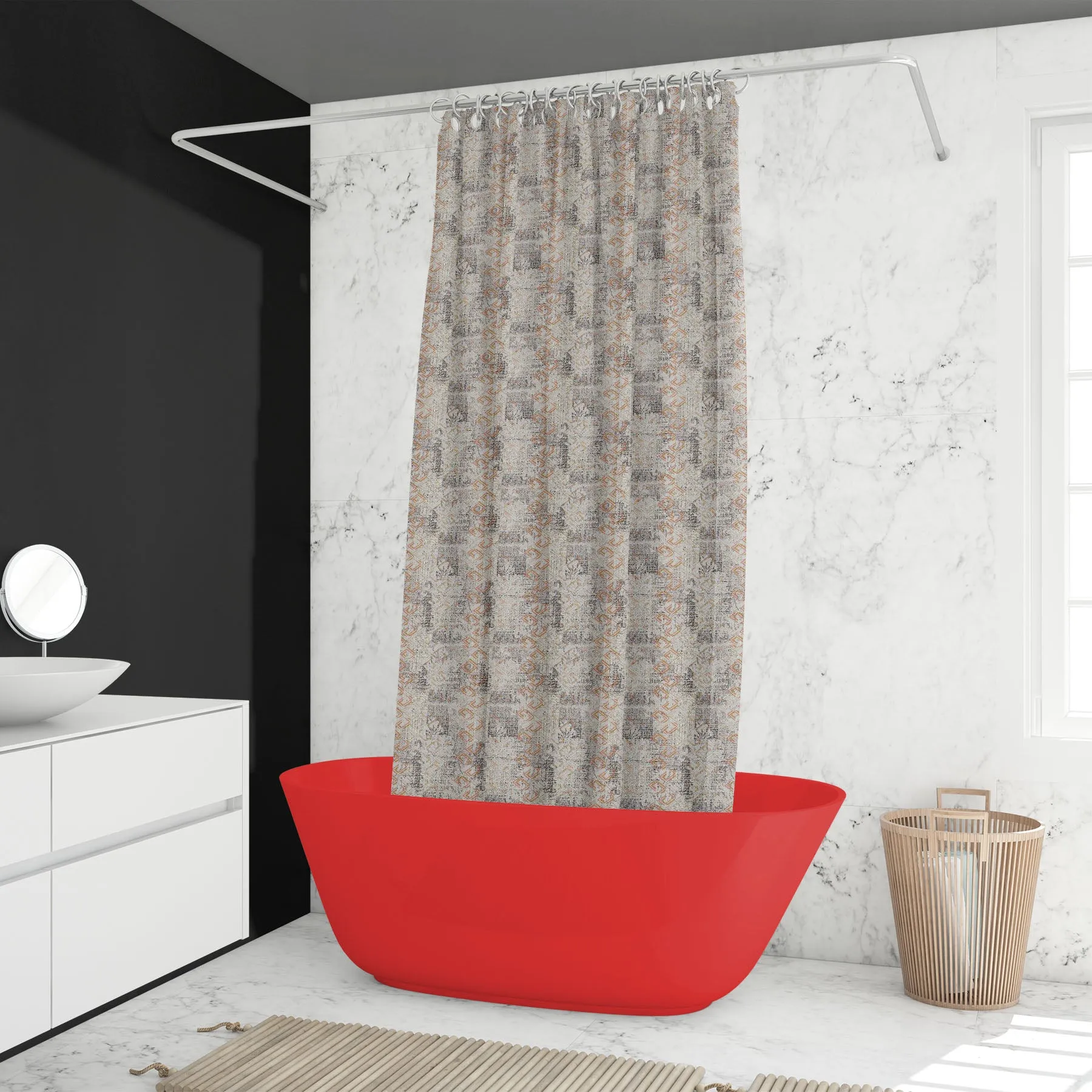 Abstract Grunge Pattern Washable Waterproof Shower Curtain