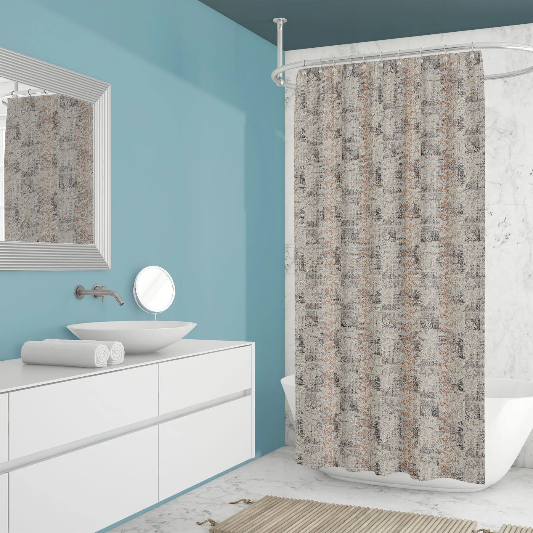 Abstract Grunge Pattern Washable Waterproof Shower Curtain