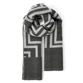 Accessorize London Women's Grey Firenze Geo Supersoft Blanket