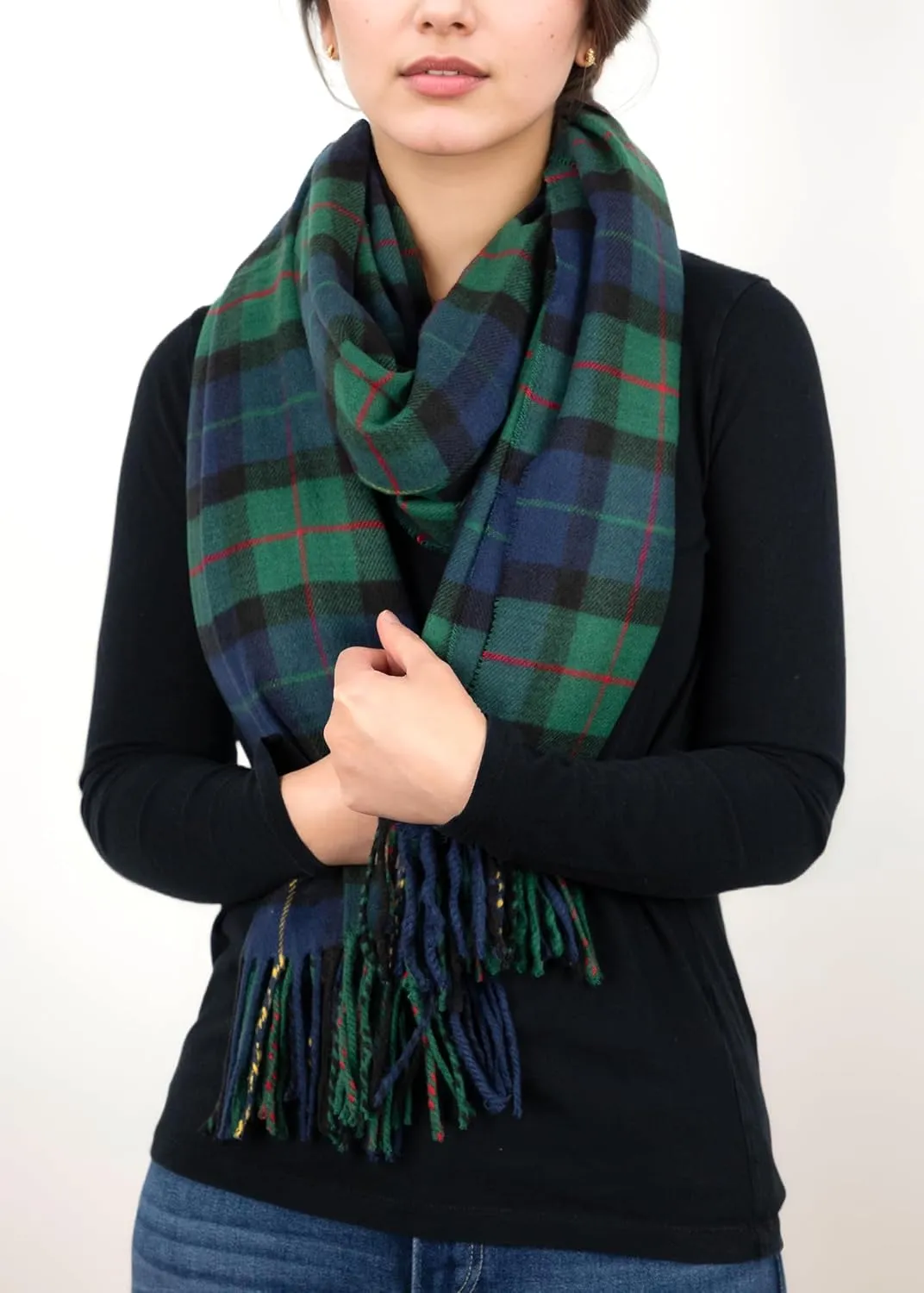 Achillea Long & Wide Scottish Clan Tartan Plaid Cashmere Feel Shawl Wrap Winter Warm Scarf 80" x 30"