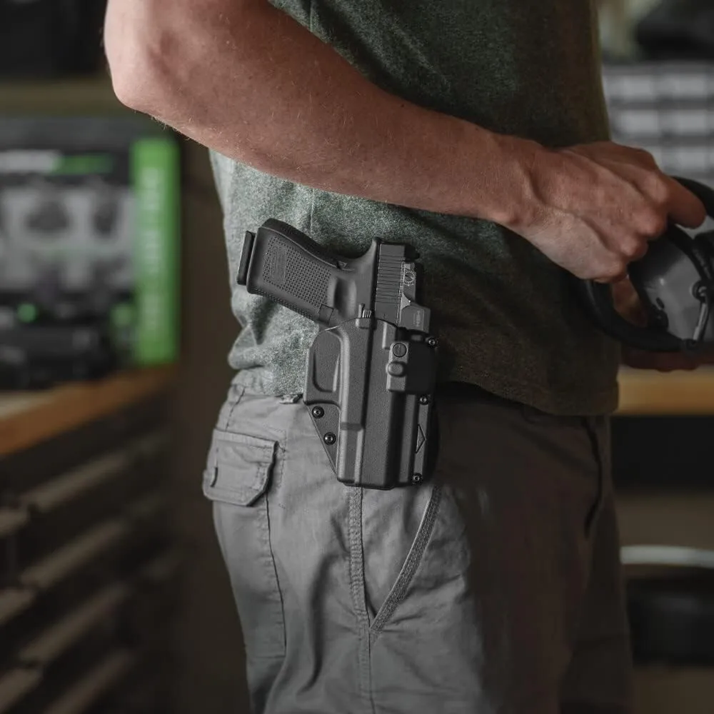 Alien Gear Rapid Force Level 2 OWB Holster  Locking Belt Slide  Right Hand  Compatible with Sig Sauer and Glock Models  No Light, Compact Light, and Large Light Options  Matte Black