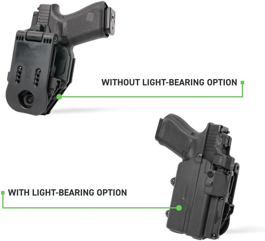 Alien Gear Rapid Force Level 2 OWB Holster  Locking Belt Slide  Right Hand  Compatible with Sig Sauer and Glock Models  No Light, Compact Light, and Large Light Options  Matte Black