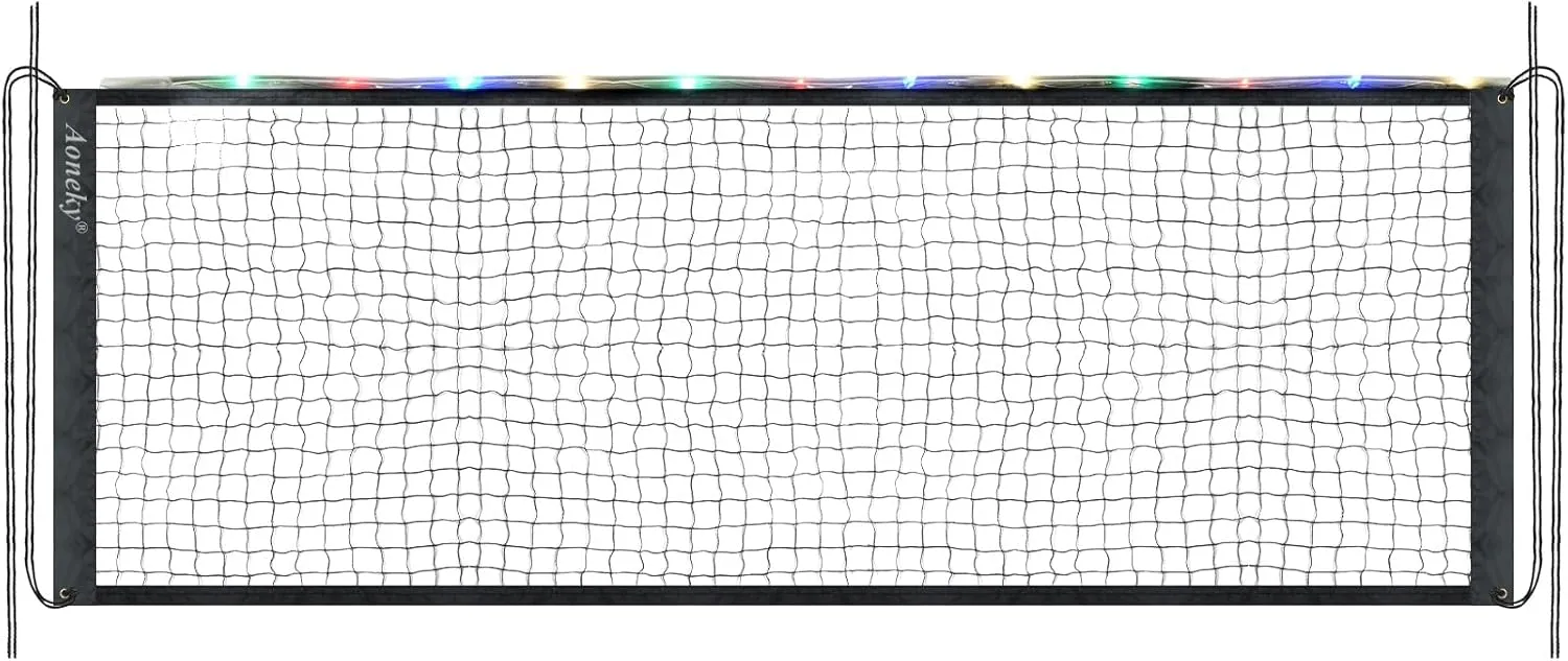 Aoneky Glow in The Dark LED Light Up 20ft Portable Badminton Net