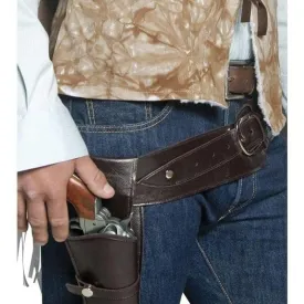 Authentic Western Wandering Gunman Belt And Holster Adult Brown