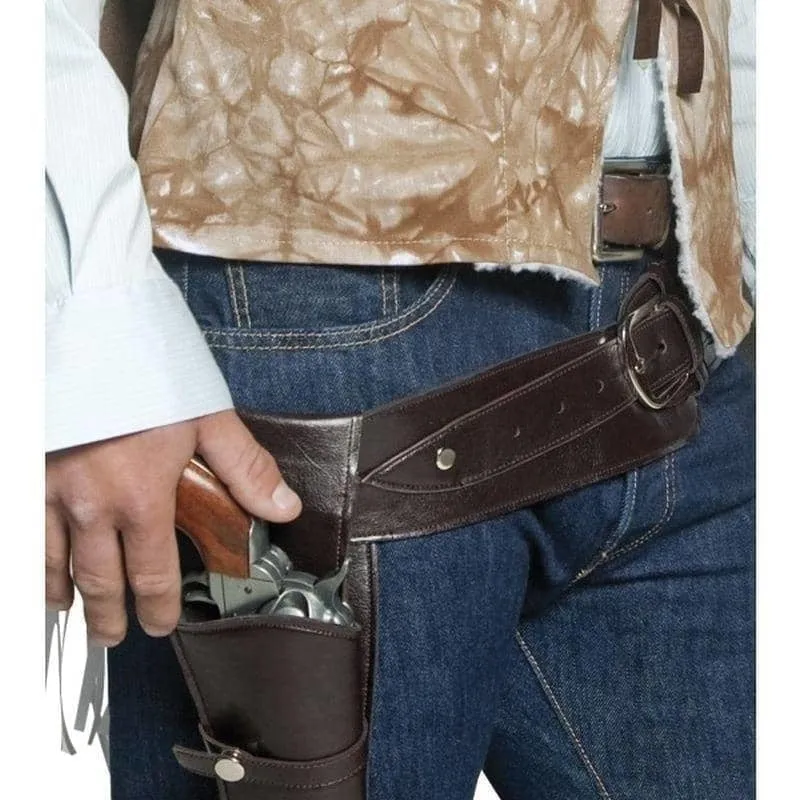 Authentic Western Wandering Gunman Belt And Holster Adult Brown
