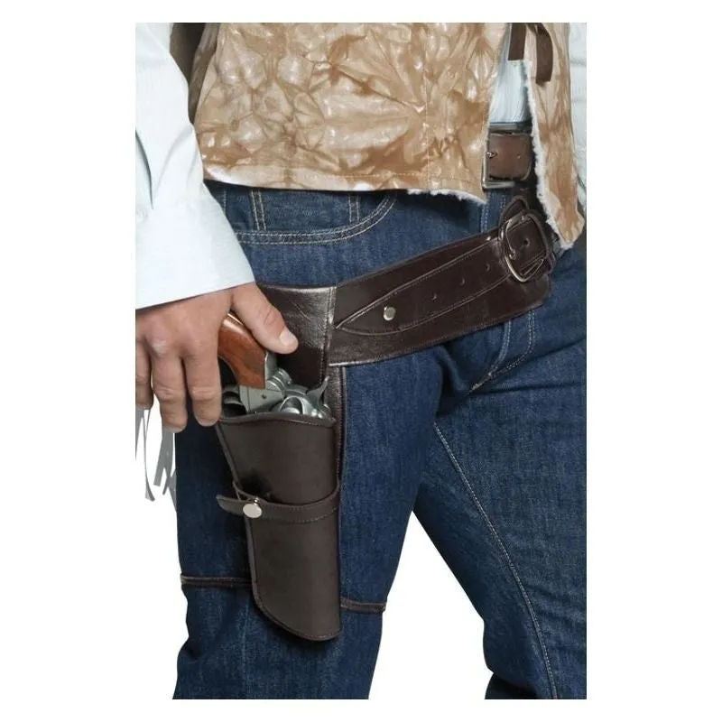 Authentic Western Wandering Gunman Belt And Holster Adult Brown