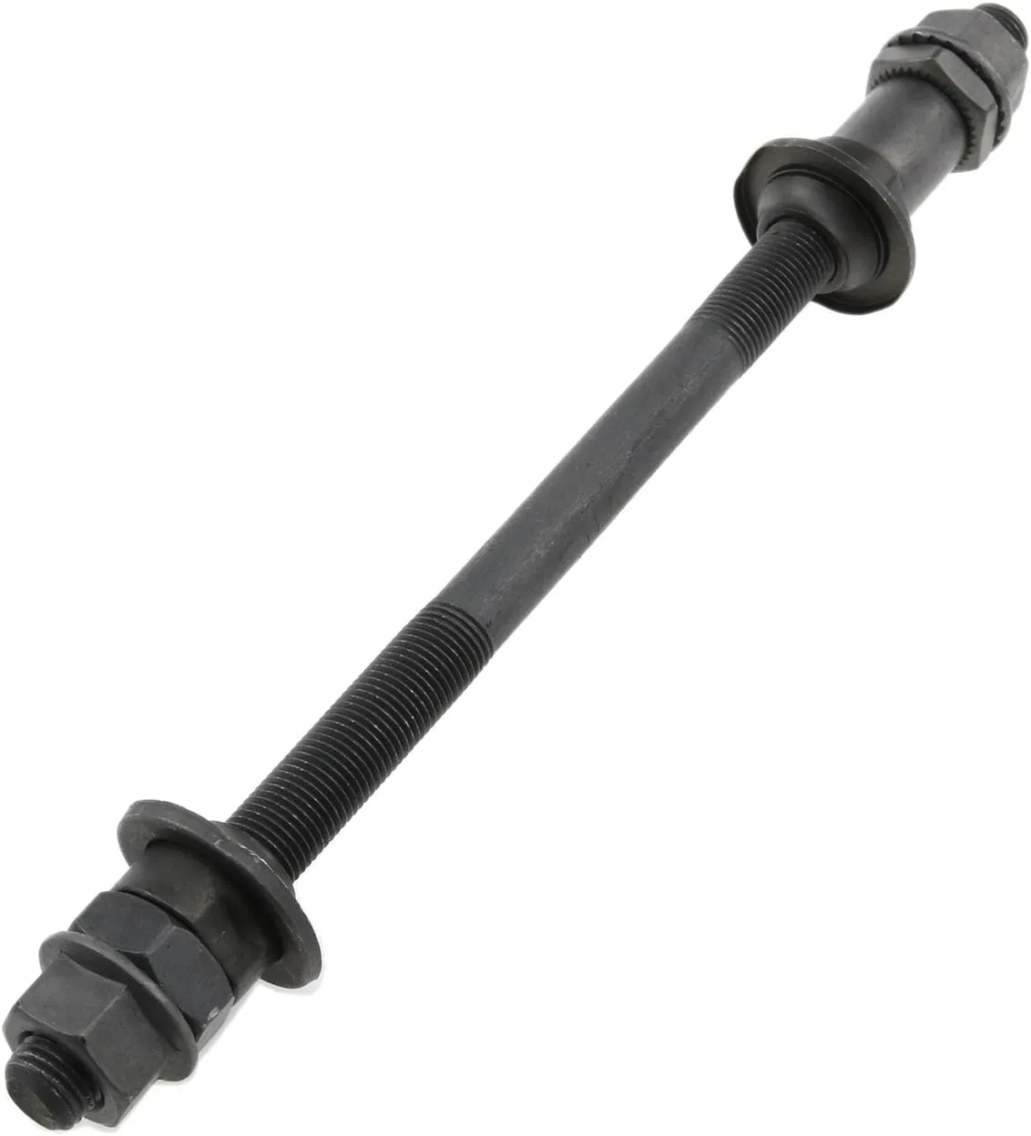 Bike Axle 190MM Bicycle Multiple Speed Rear Hub Axle 3/8 Inch Black 26 TPI Hub Shaft Conical Lock Nut Washer Kit -1PCS