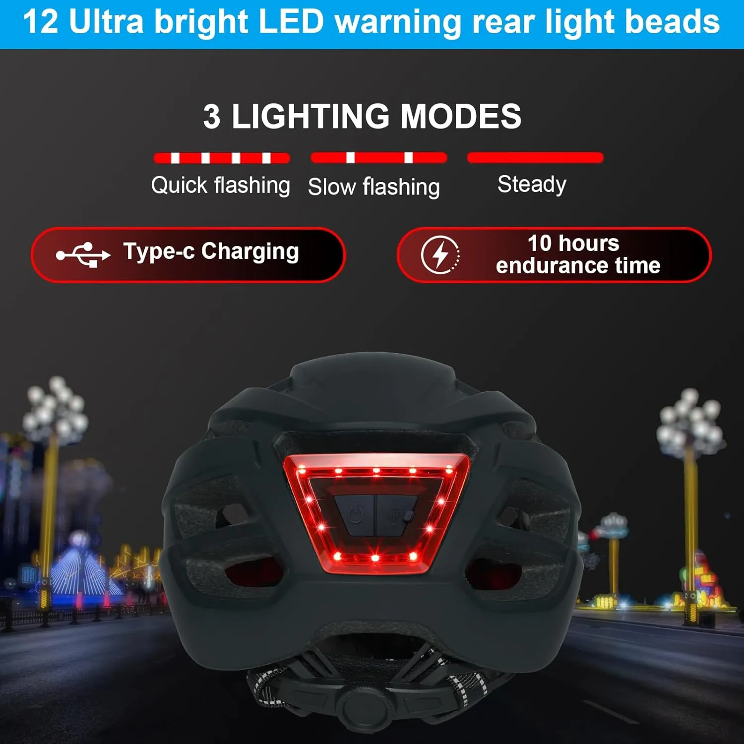 Bike Helmet with Light - Bicycle Helmets for Men - Women Adult with LED Rear Lights Adjustable Cycling Helmet for Urban Commuter Mountain Road Biker
