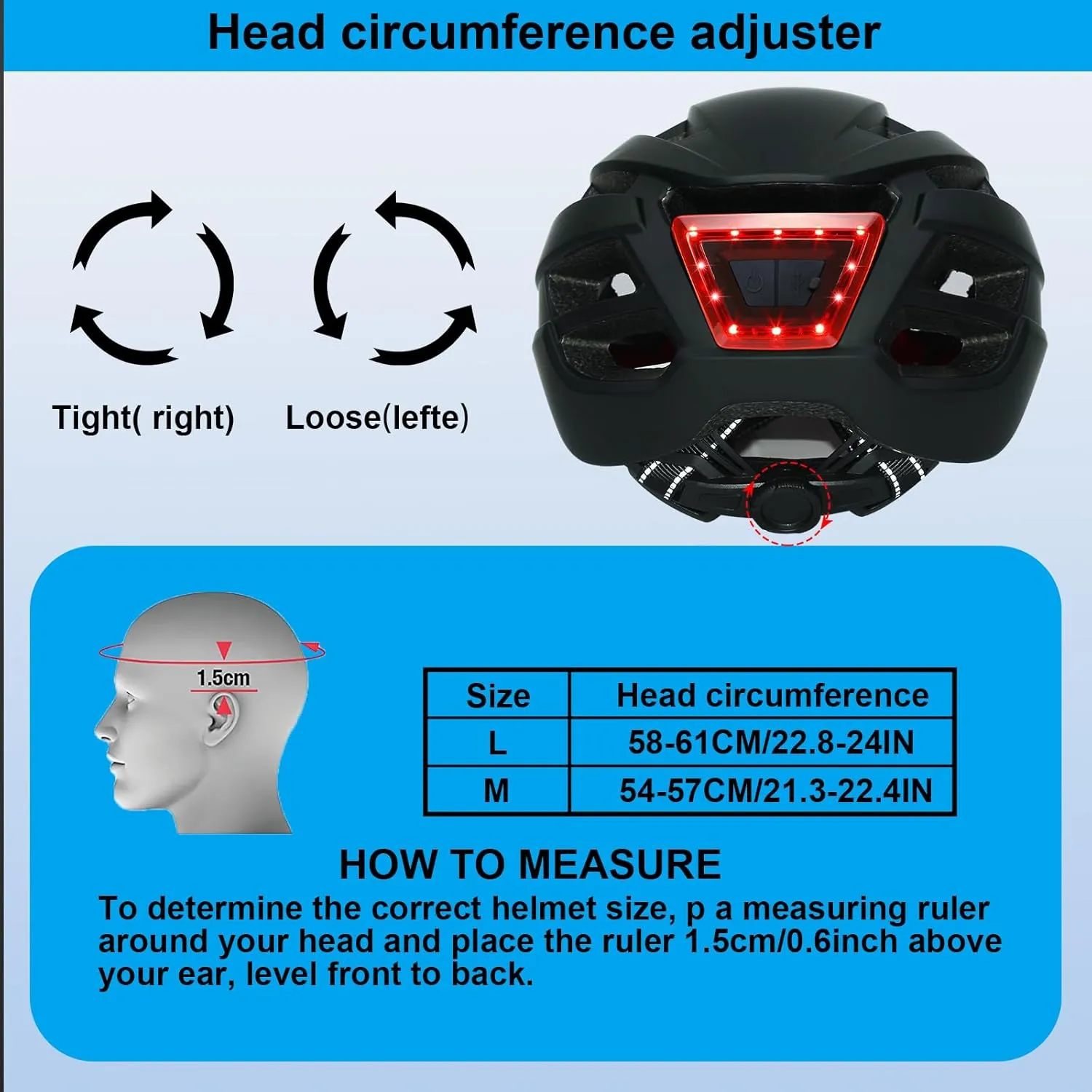 Bike Helmet with Light - Bicycle Helmets for Men - Women Adult with LED Rear Lights Adjustable Cycling Helmet for Urban Commuter Mountain Road Biker