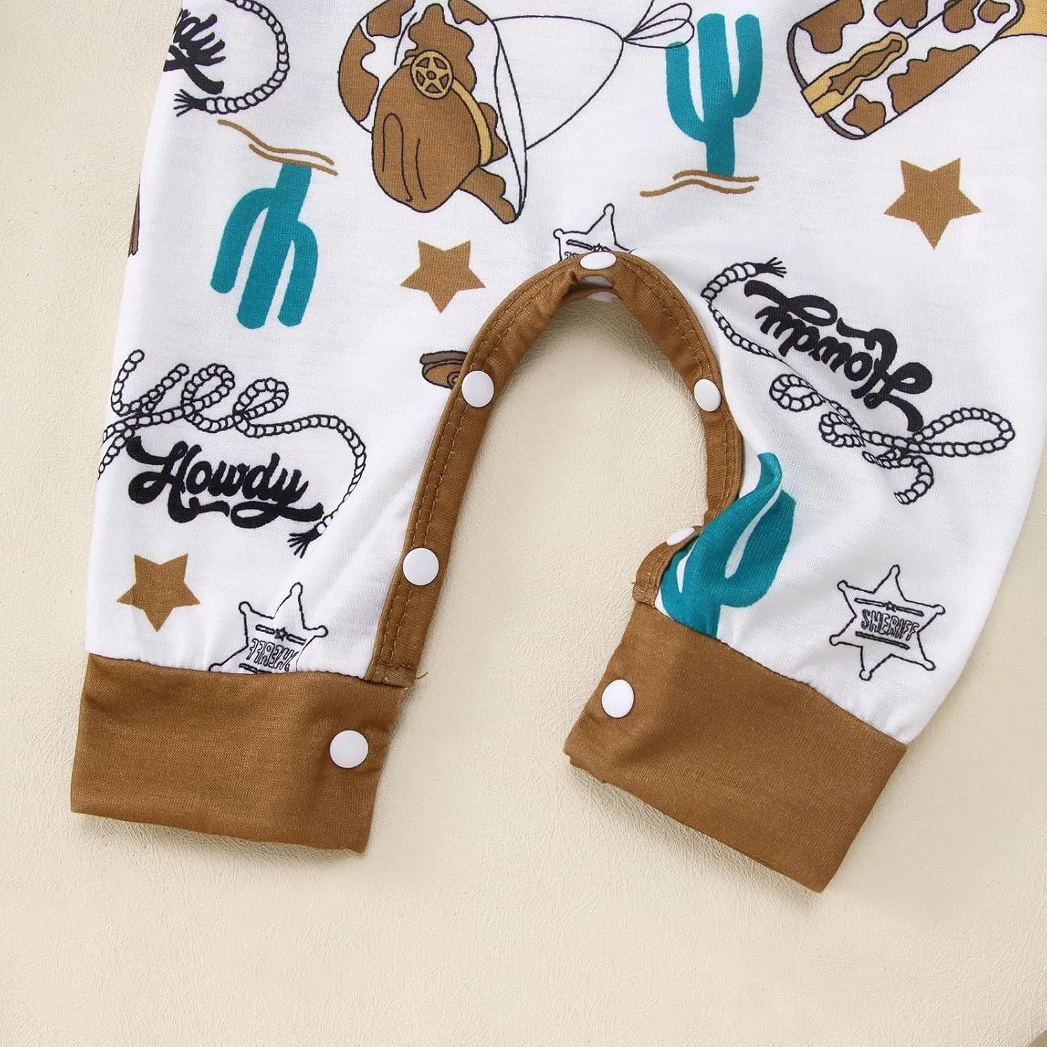 BOUTIKOME Infant Baby Boy Outfit Retro Cowboy Partner Howdy Graphic Romper Newborn Onesie Jumpsuit Hat 2Pcs Set