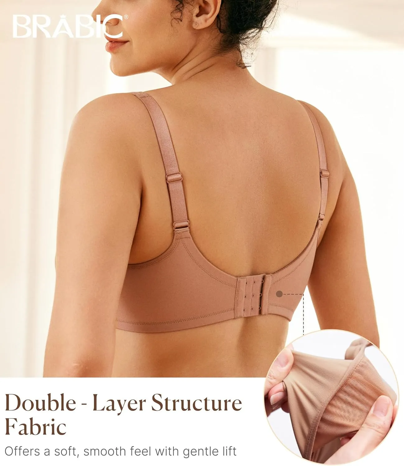BRABIC Minimizer Bras for Women Full Coverage with Supportive Underwire Unlined Plus Size Seamless Bra for Heavy Breast