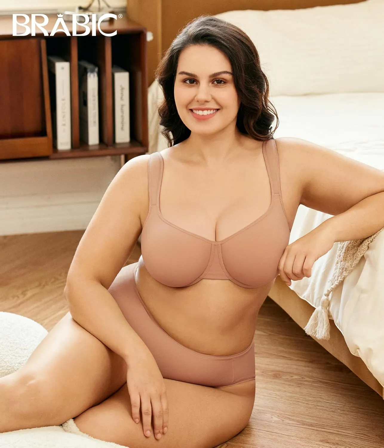 BRABIC Minimizer Bras for Women Full Coverage with Supportive Underwire Unlined Plus Size Seamless Bra for Heavy Breast