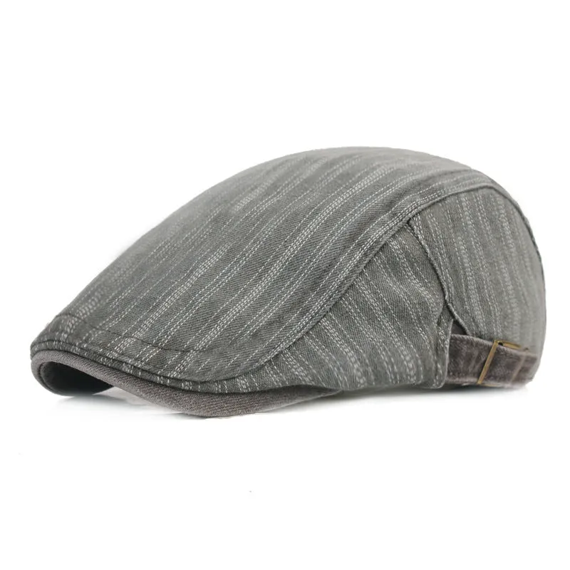 Check Beret Hat Denim Peaked Cap British Retro Beret