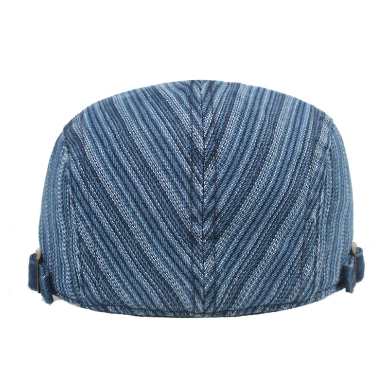 Check Beret Hat Denim Peaked Cap British Retro Beret