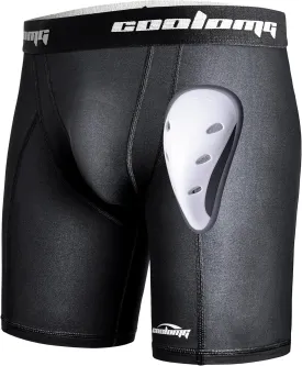 COOLOMG Mens Compression Shorts with Cup Athletic Sliding Underwear for Baseball Football MMA Lacrosse Field Hockey