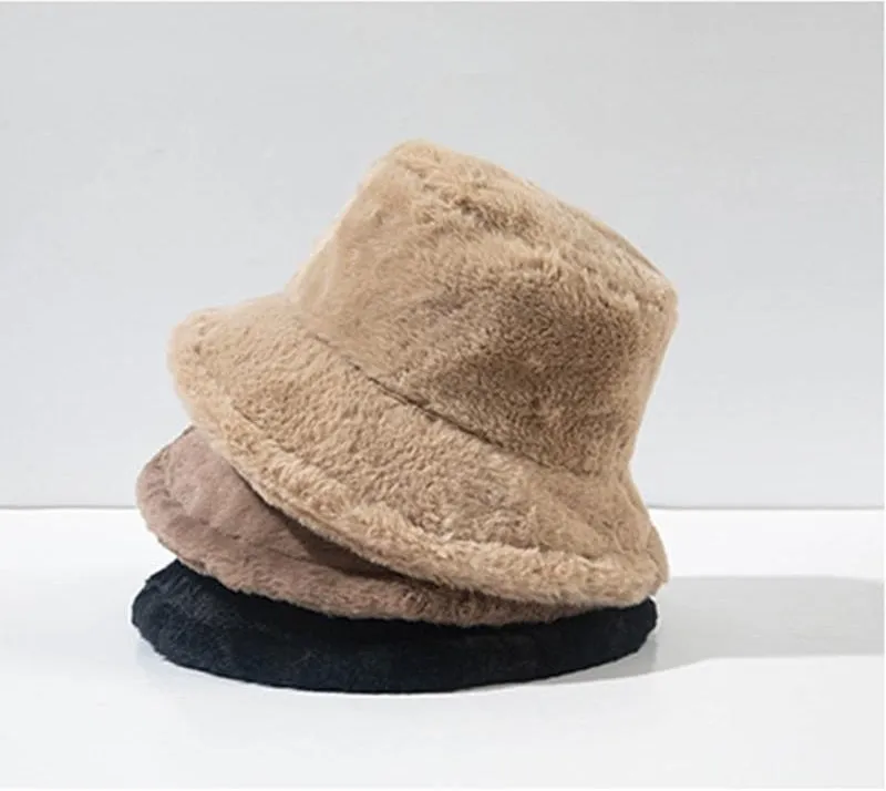 Faux Rabbit Fur Bucket Hat