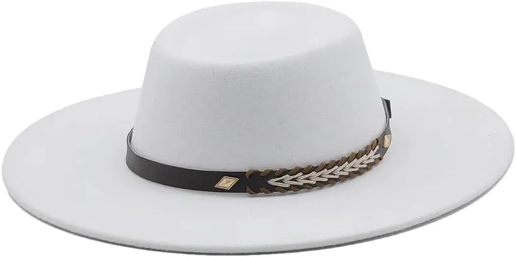 Fedoras Hats for Women Wide Brim Dress Hat Felted Hat Panama Church Wedding Men Cap White 56-58CM