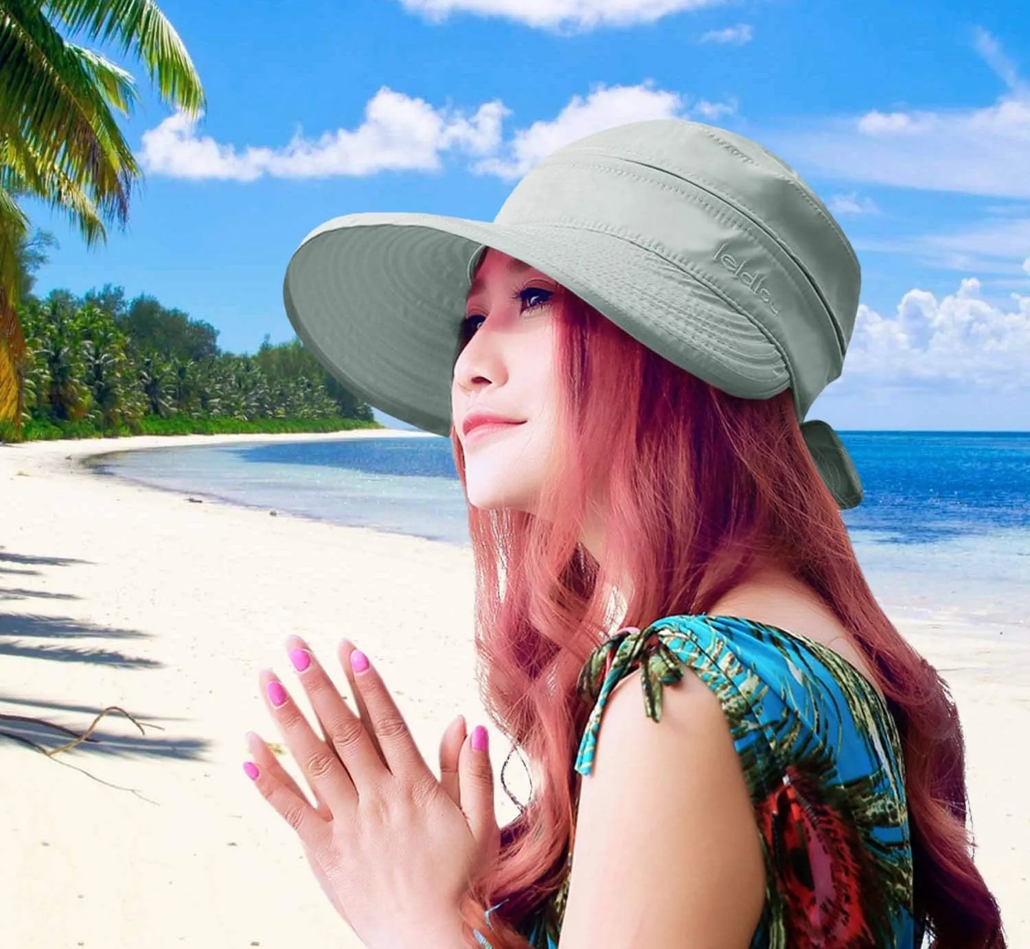 HINDAWI Sun Hats for Women with UV Protection Wide Brim Sun Hat Visor Summer Beach Outdoor Foldable Womens Cap
