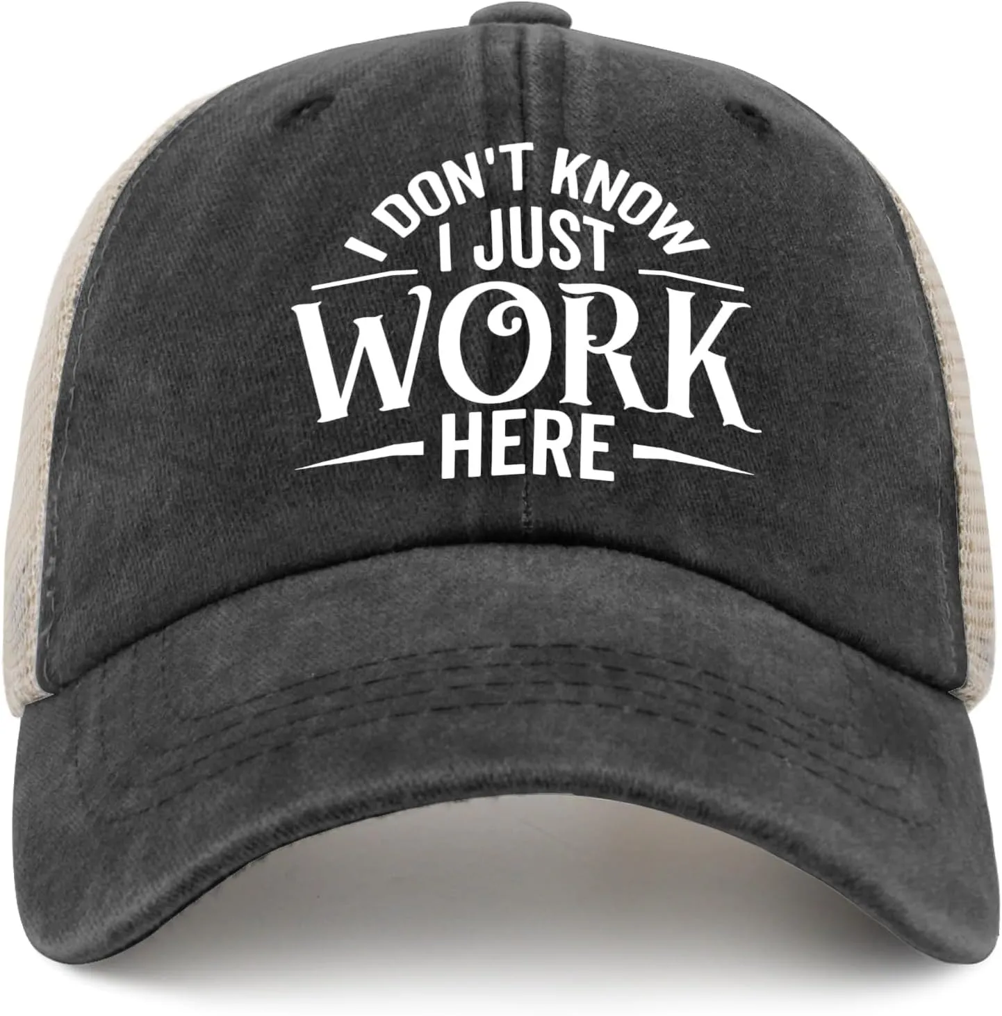 I Don't Know I Just Work Here Cap Party Hat AllBlack Hiking Hat Women Gifts for Her Outdoor Caps