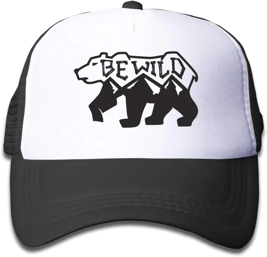 KKMKSHHG Bear Mountain Youth Adjustable Mesh Hats Baseball Trucker Cap for Boys and Girls