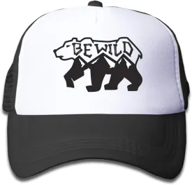 KKMKSHHG Bear Mountain Youth Adjustable Mesh Hats Baseball Trucker Cap for Boys and Girls