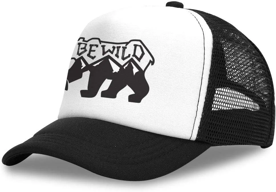 KKMKSHHG Bear Mountain Youth Adjustable Mesh Hats Baseball Trucker Cap for Boys and Girls