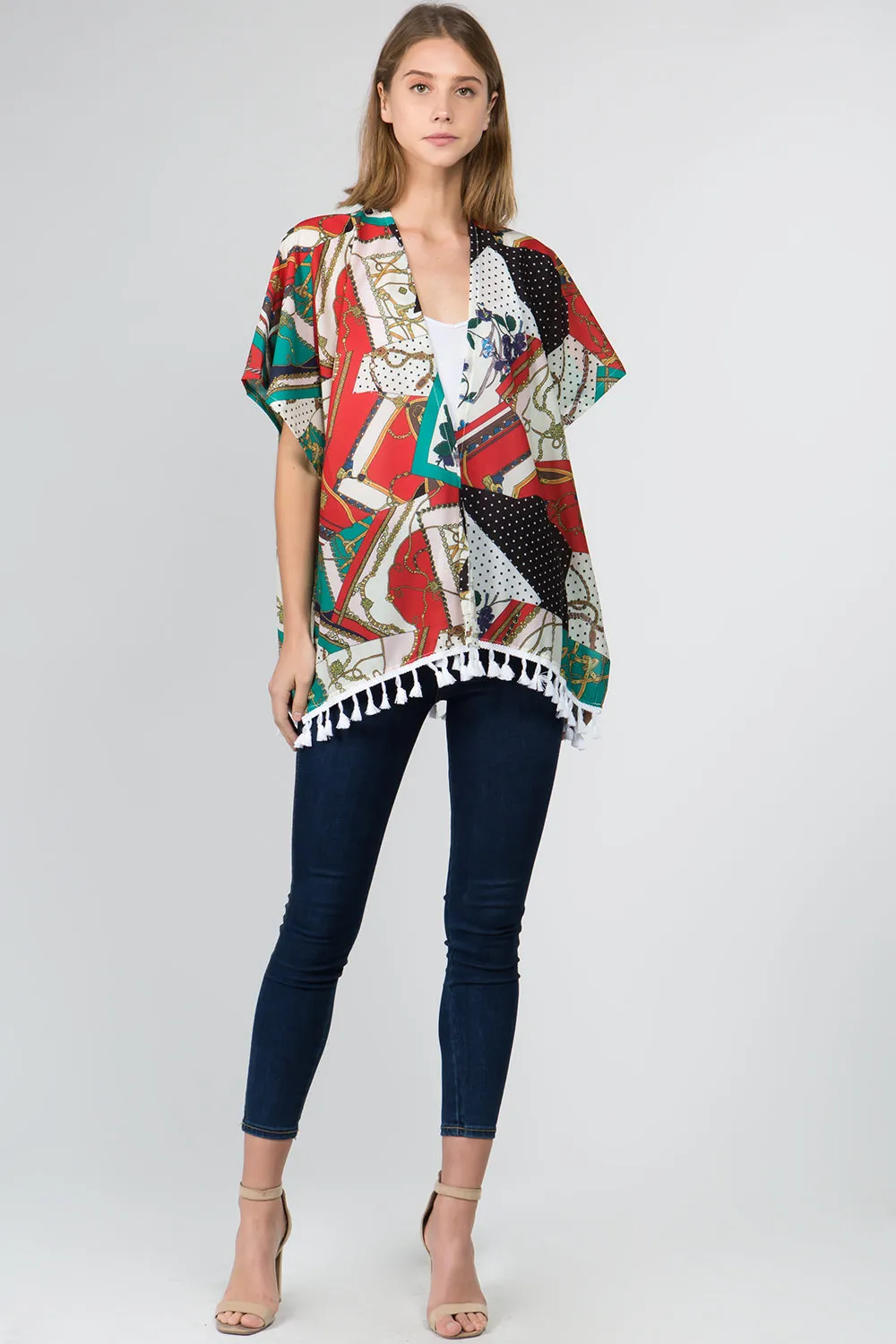 KP-9711 patchwork tassels kimono