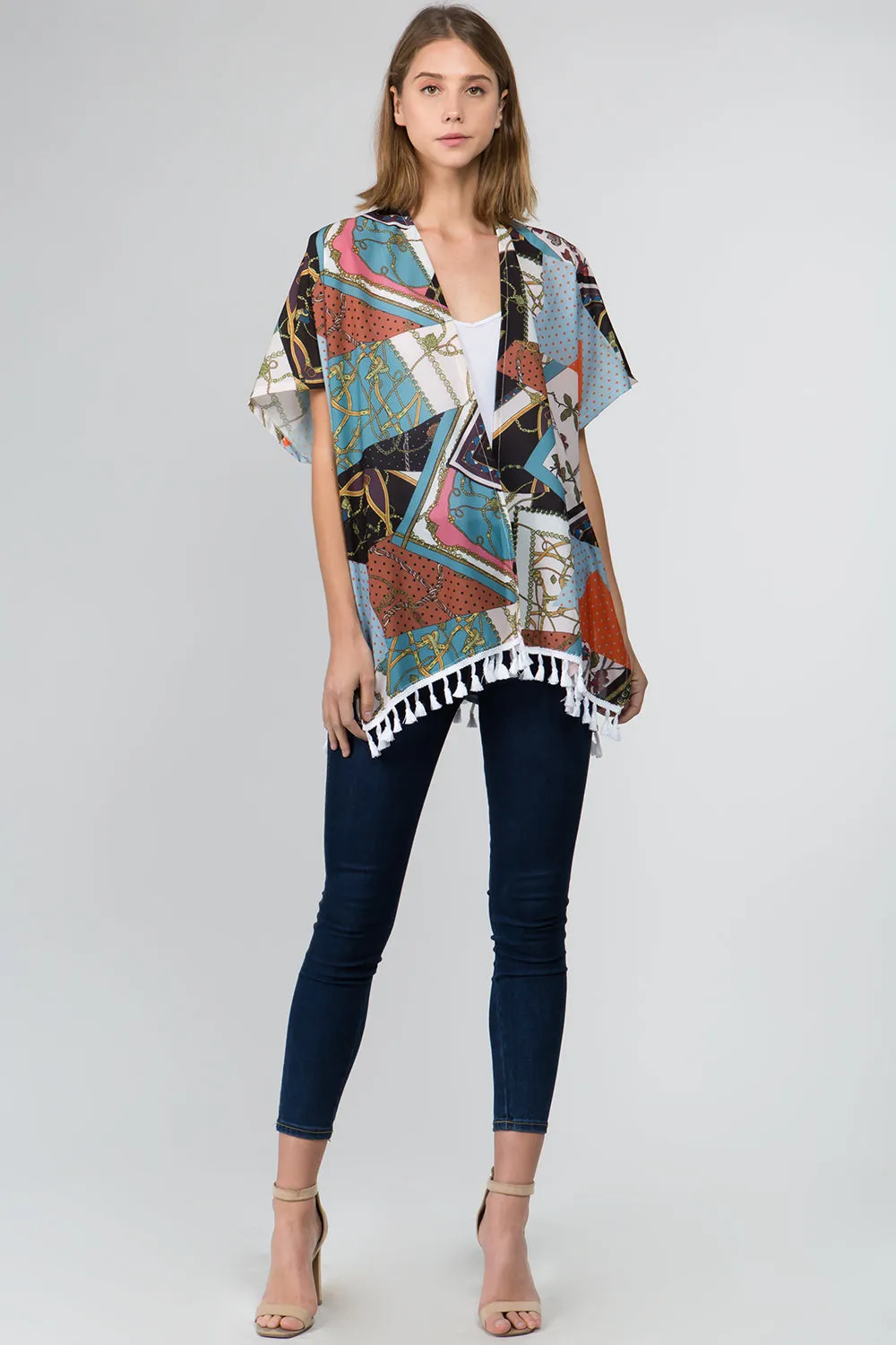 KP-9711 patchwork tassels kimono