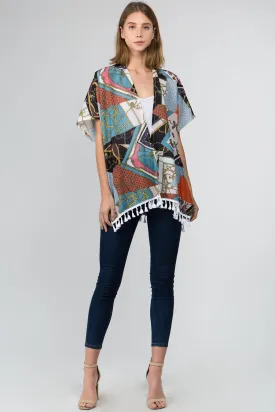 KP-9711 patchwork tassels kimono