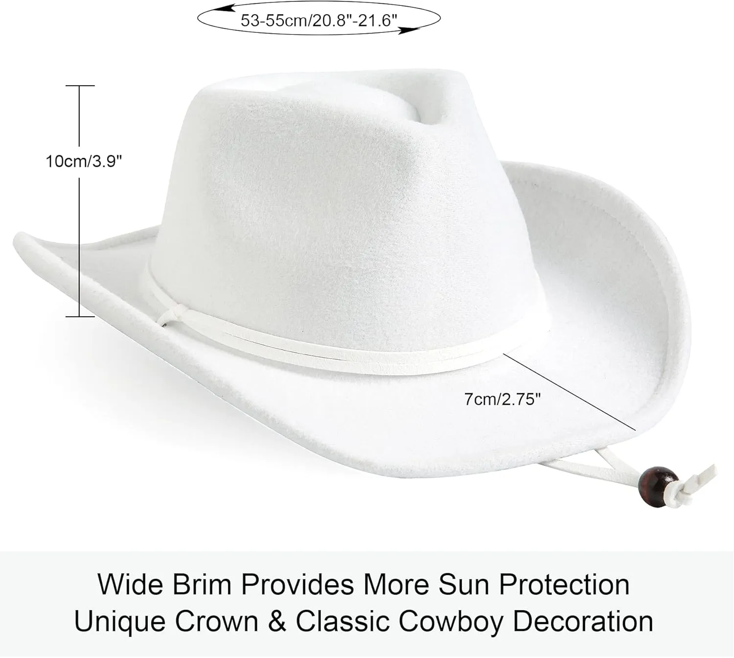 Lanzom Kids Girls Boys Retro Felt Wide Brim Western Cowboy Cowgirl Hat Dress Up Hat with Wind Lanyard