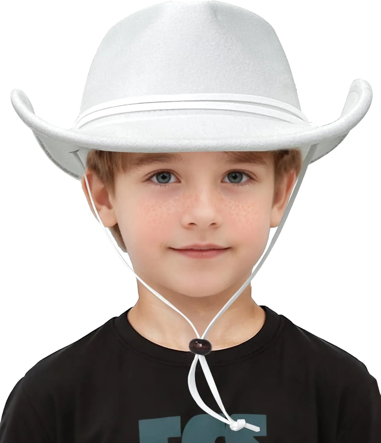 Lanzom Kids Girls Boys Retro Felt Wide Brim Western Cowboy Cowgirl Hat Dress Up Hat with Wind Lanyard