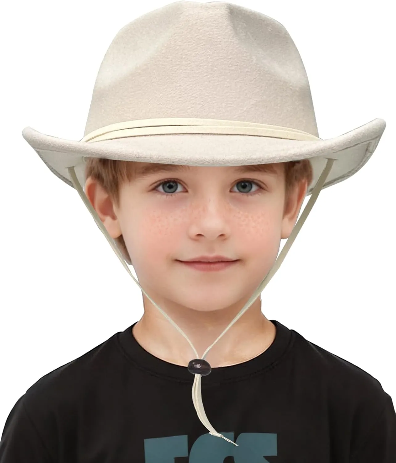 Lanzom Kids Girls Boys Retro Felt Wide Brim Western Cowboy Cowgirl Hat Dress Up Hat with Wind Lanyard