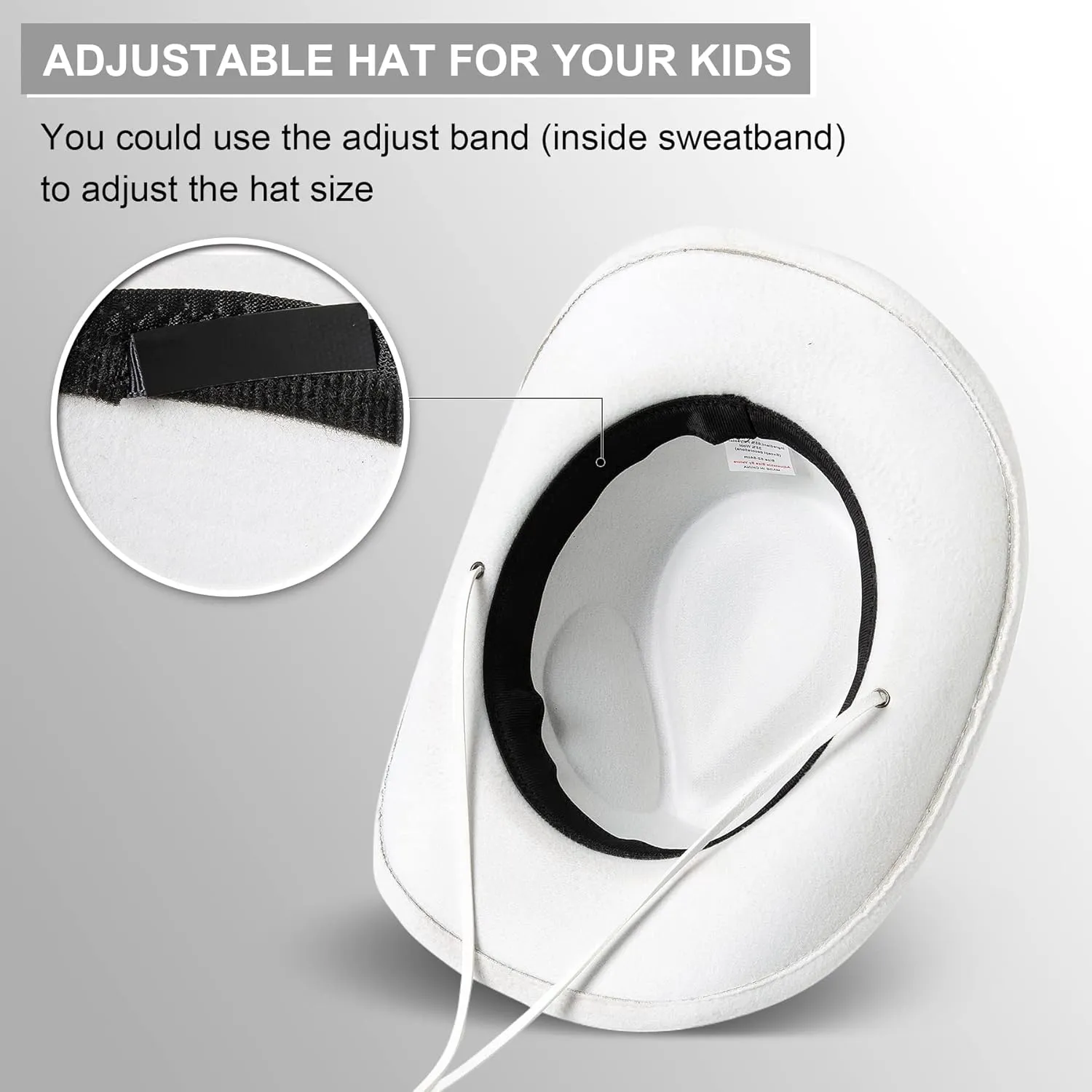 Lanzom Kids Girls Boys Retro Felt Wide Brim Western Cowboy Cowgirl Hat Dress Up Hat with Wind Lanyard