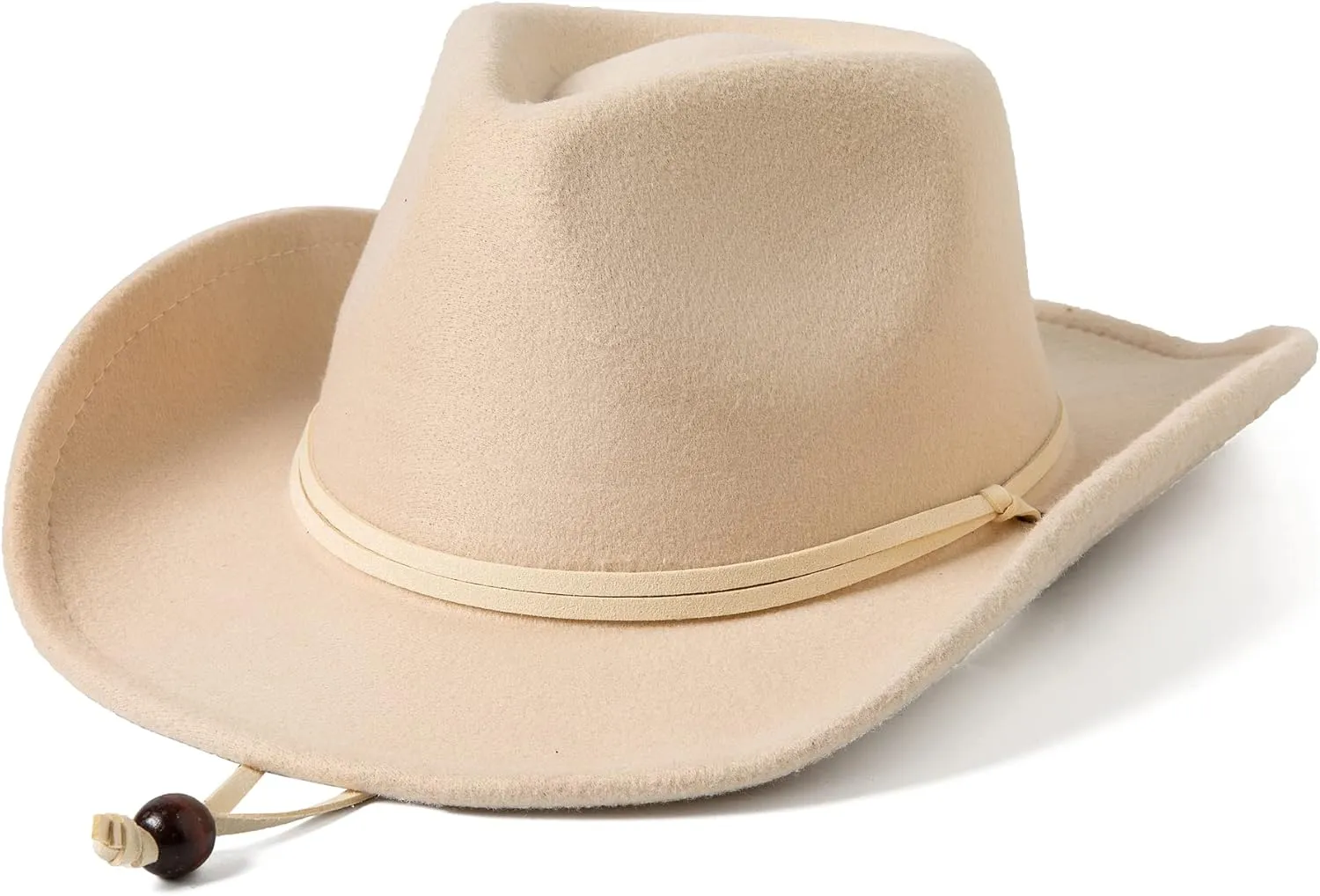 Lanzom Kids Girls Boys Retro Felt Wide Brim Western Cowboy Cowgirl Hat Dress Up Hat with Wind Lanyard