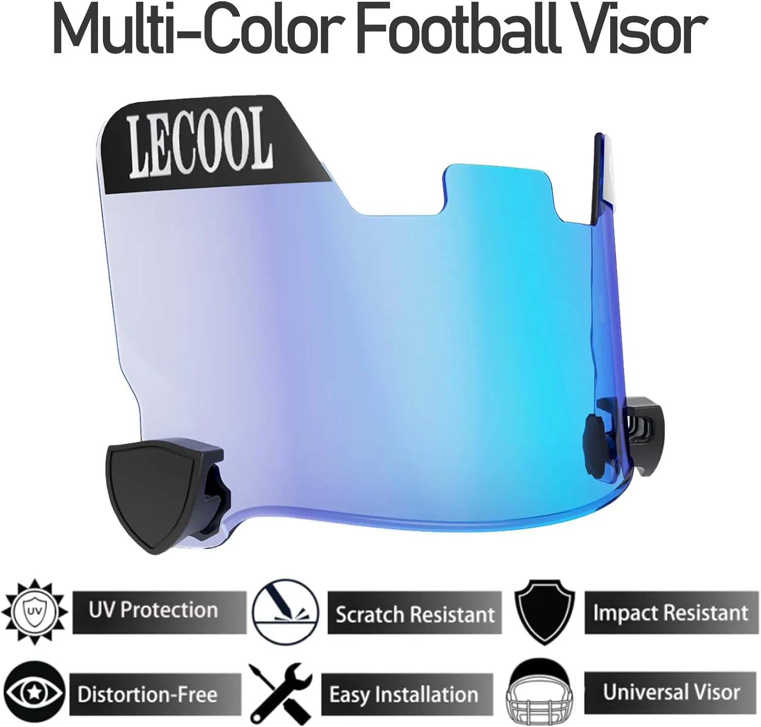 LeCool Multi-Color Football Visor,Enhance Your Game -Fits Adult & Youth Football Helmets