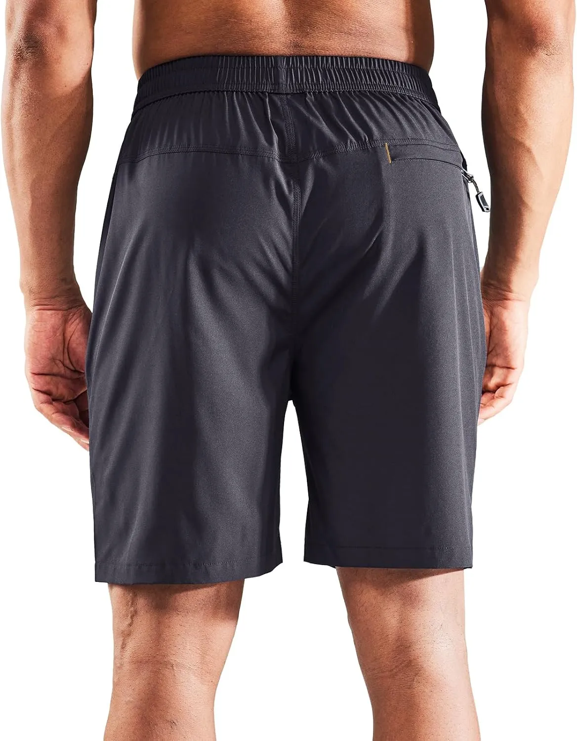 MIER Men's Quick Dry Running Shorts with Zipper Pocket, Elastic Waist Athletic Workout Exercise Fitness Shorts, 7 Inch