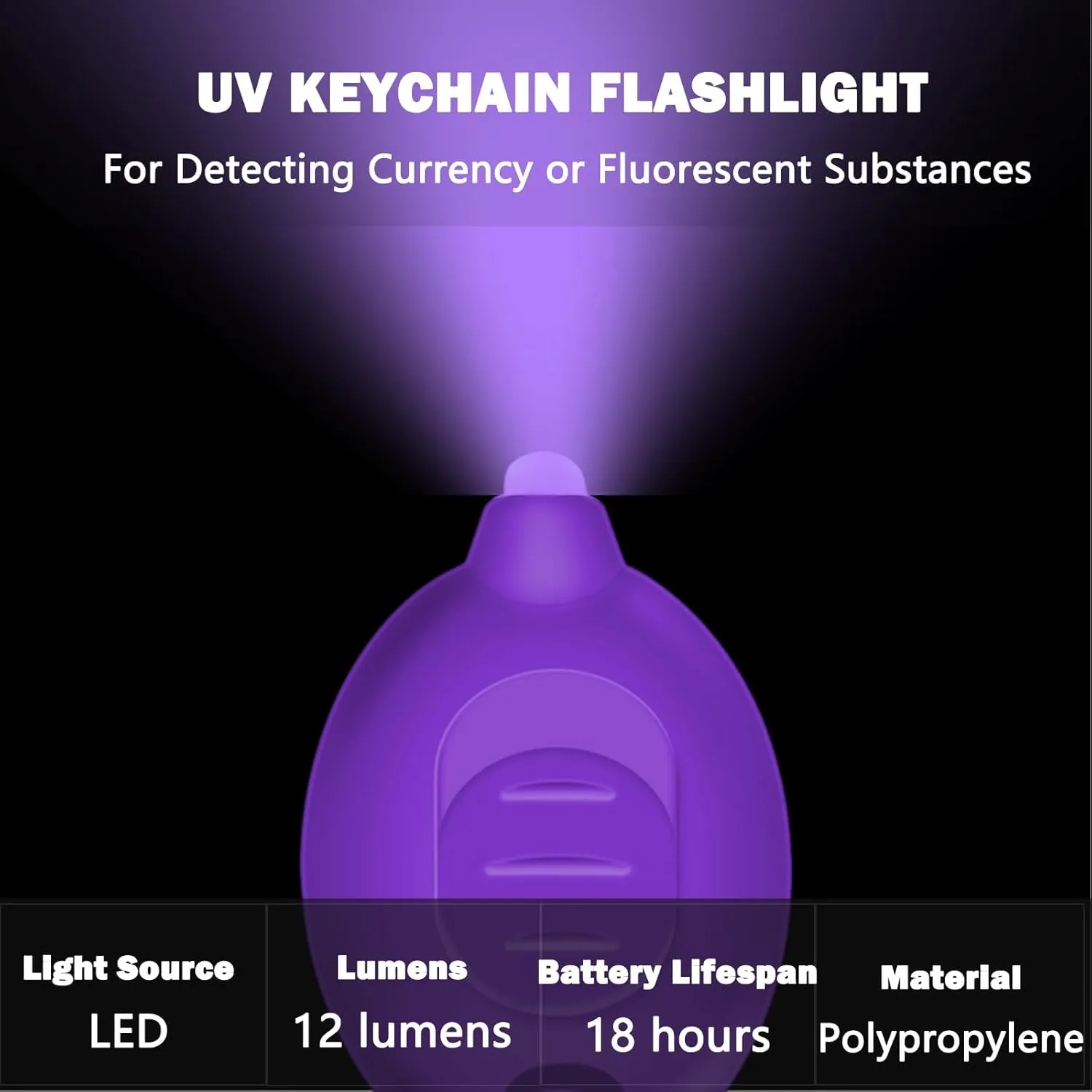 Mini UV Led Keychain Flashlight, Tiny Flashlight, Small Black Light Key Ring Flashlight, 12 Lumen Portable Ultra Bright Battery Powered Mini Black Light for Detector & Scorpion Finder (6PCS)