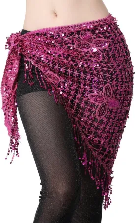 MISI CHAO Belly Dance Hip Scarf - Hip Skirt Belly Dancing Belt Triangle Shawl Tassel Belts Waist Chain for Women/Girls