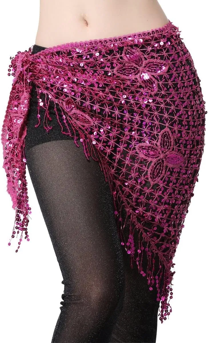 MISI CHAO Belly Dance Hip Scarf - Hip Skirt Belly Dancing Belt Triangle Shawl Tassel Belts Waist Chain for Women/Girls