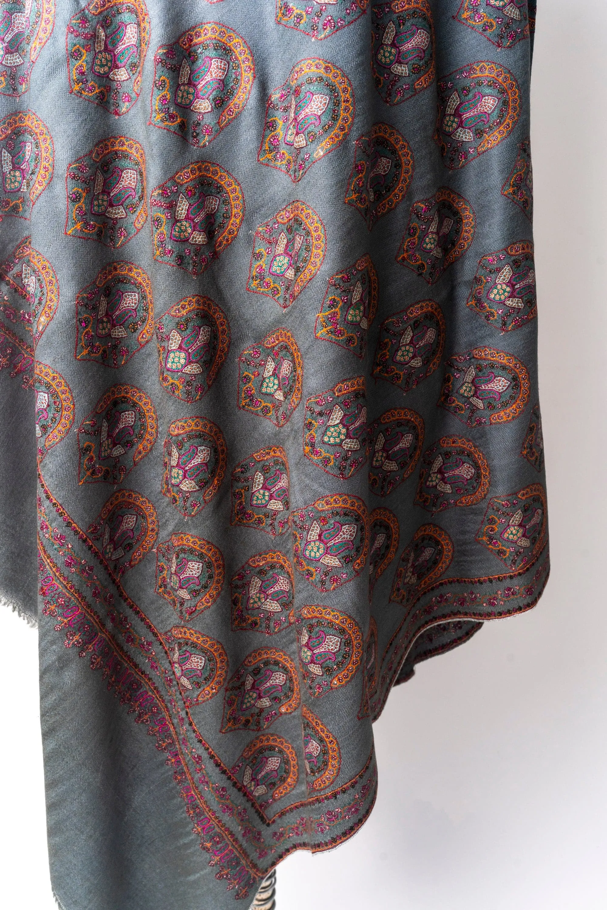 Mosaic Mirage Sozni Pashmina – Hand Embroidered Opulent Shawl