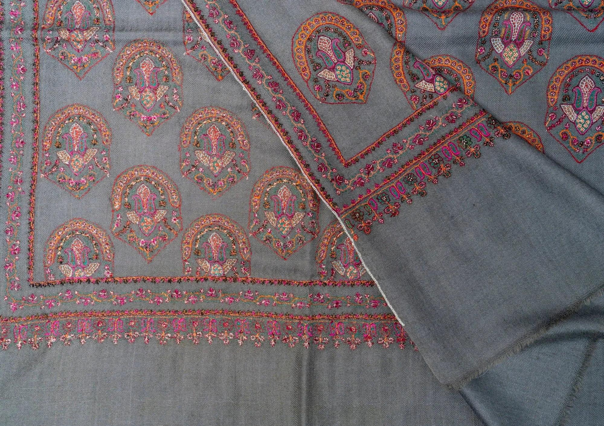 Mosaic Mirage Sozni Pashmina – Hand Embroidered Opulent Shawl