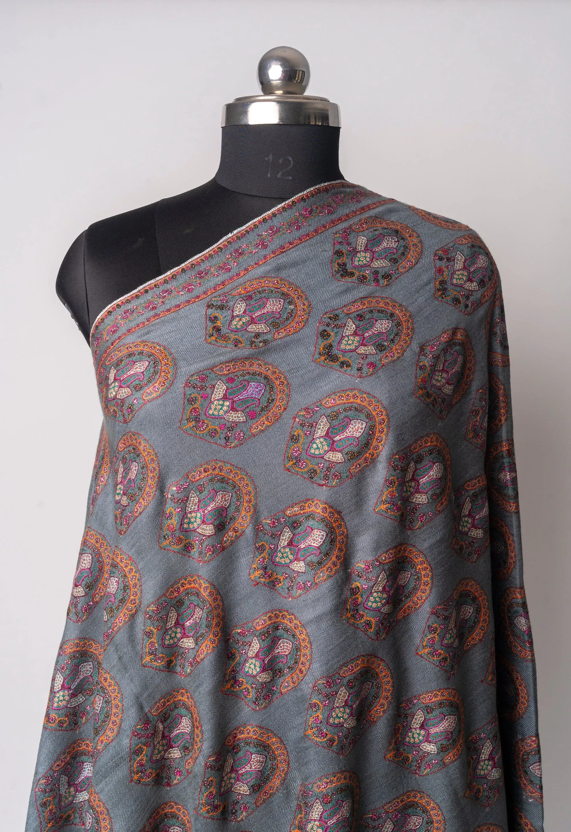Mosaic Mirage Sozni Pashmina – Hand Embroidered Opulent Shawl