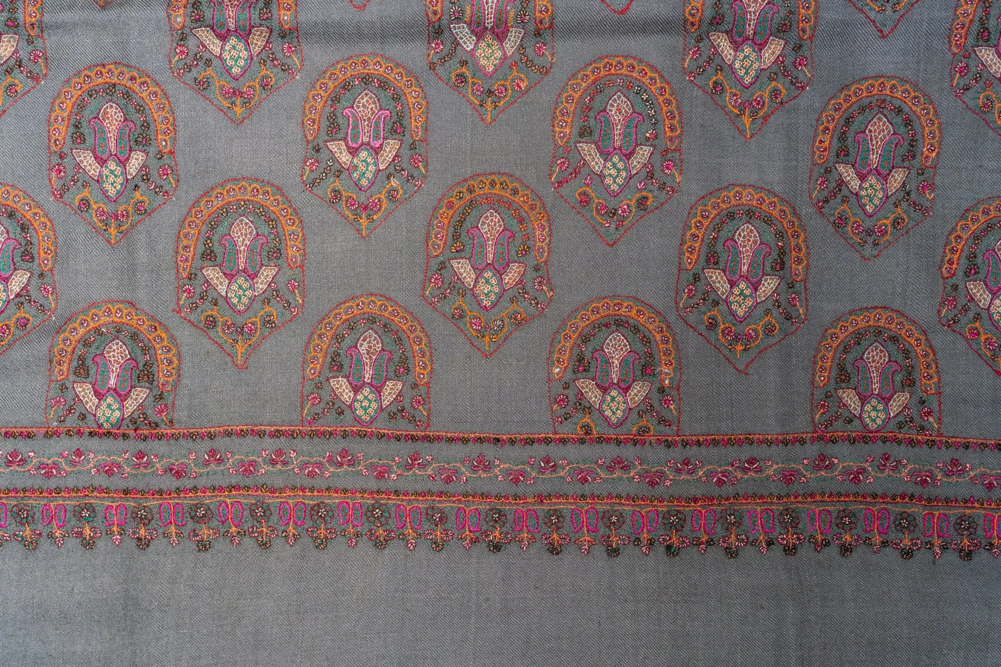 Mosaic Mirage Sozni Pashmina – Hand Embroidered Opulent Shawl