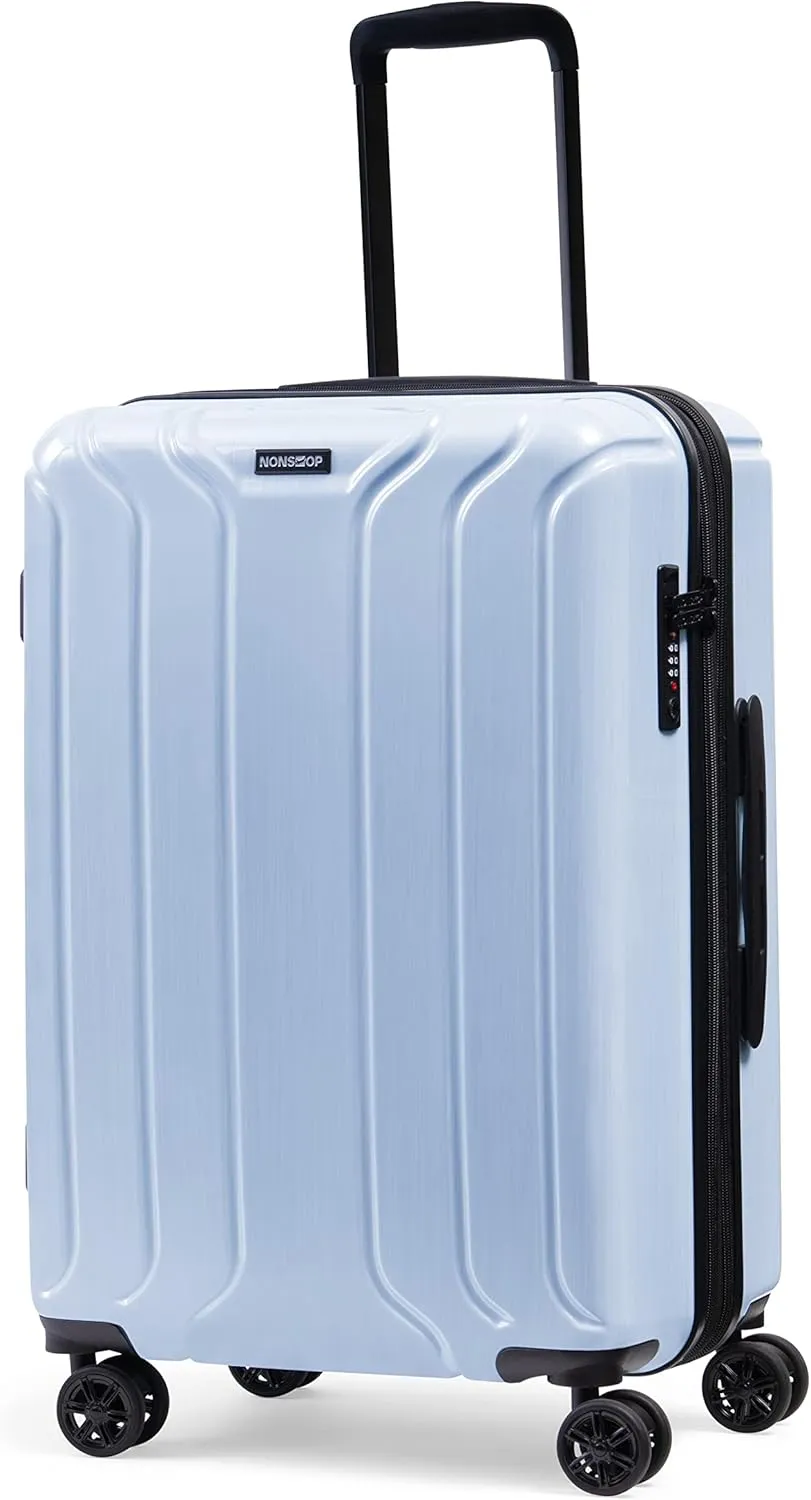 NONSTOP New York Elite Luggage Expandable Lightweight Spinner Wheels hard side shell Travel Suitcase Set, TSA Lock, Double USB Port, 3 packing cubes, Sky Blue, 3-piece Set (20/24/28) W/Power Bank